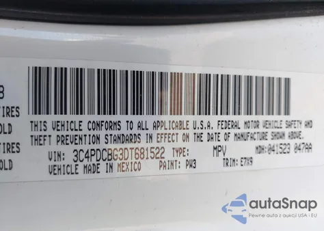 2013 Dodge Journey Sxt из США, поврежденный, VIN 3C4PDCBG3DT681522